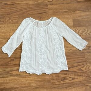 J.Jill White Embroidered Women's Top